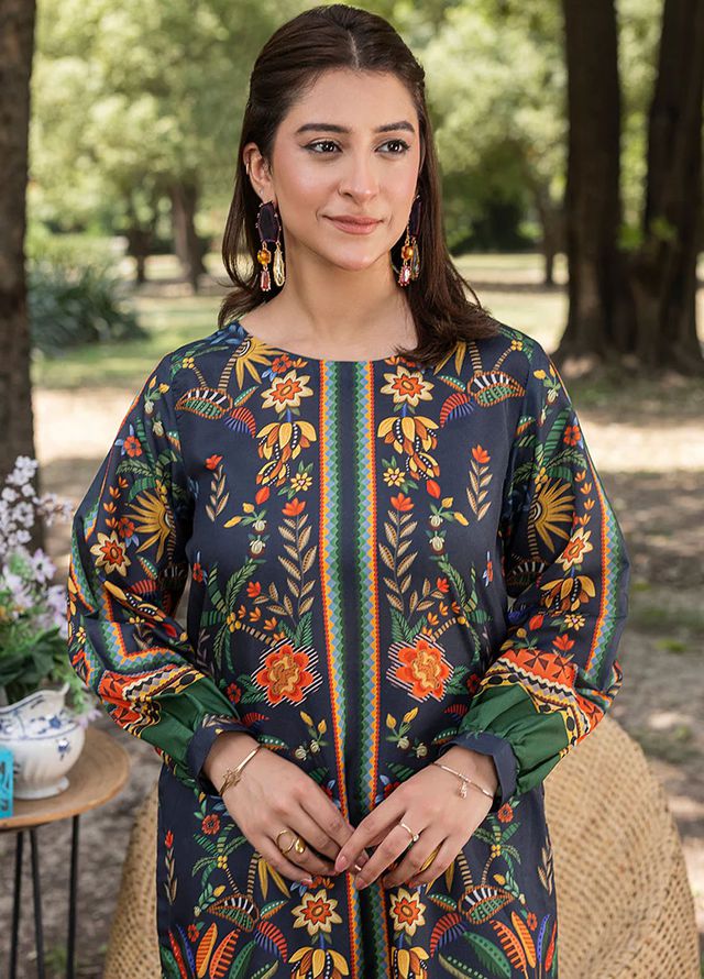 Zuri Pret Printed Lawn 2 Piece Suit Ruhi ZS-37 Charcoal