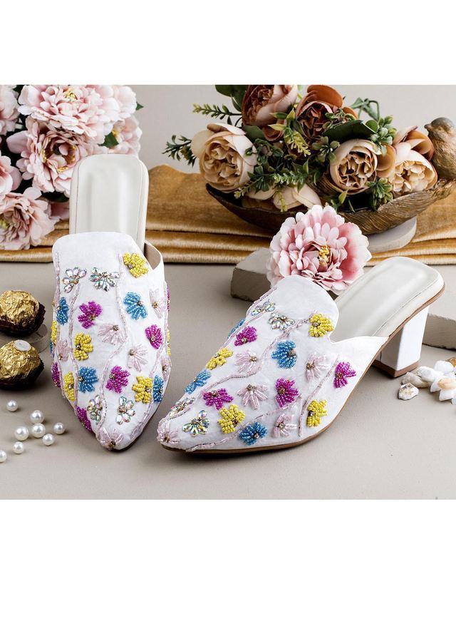Zuruj Luxury Style   Heel Mules ZJ23H HM-122-WHITE