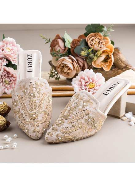 Zuruj Luxury Style   Heel Mules ZJ23H HM-240-CREAM