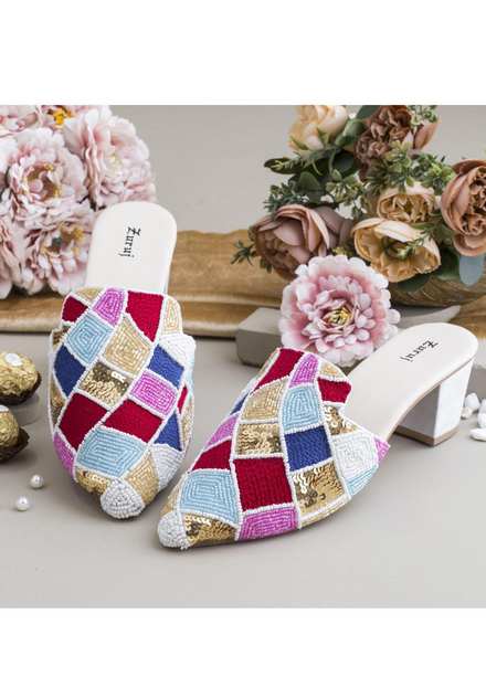 Zuruj Luxury Style   Heel Mules ZJ23H HM-26-WHITE