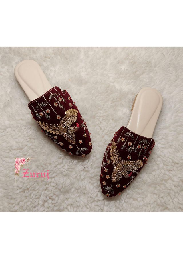 Zuruj Festive Style  Mules  ML-94-Maroon